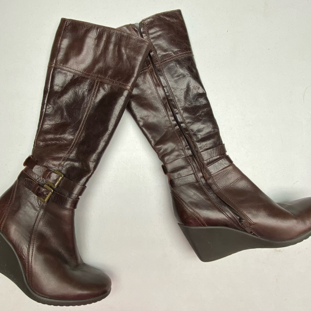 Brown's Arctic BRN Leather High Wedge Boots, EU 37/ US 6.5/7.7.5  Spring…